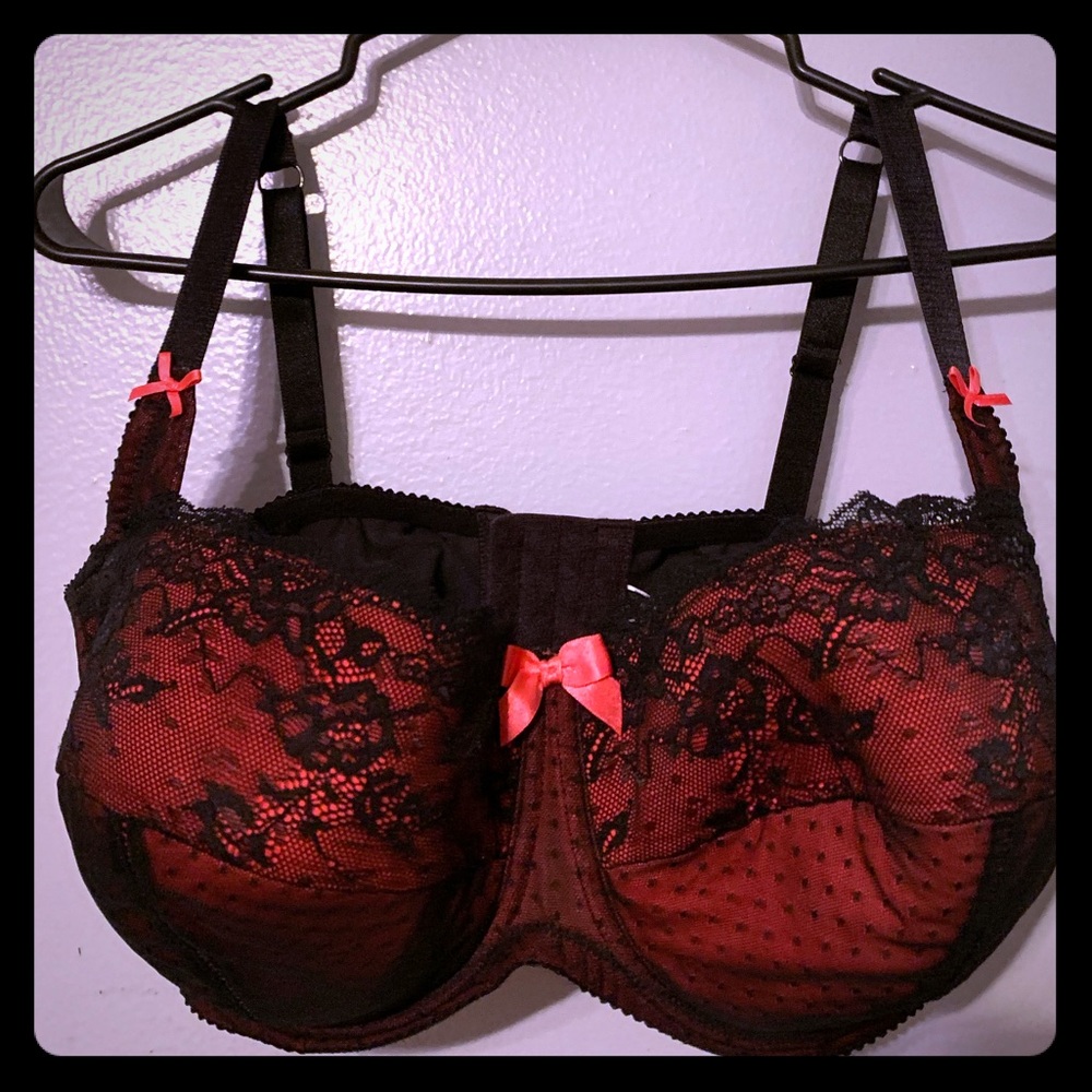 SOLD Black and red lace bra from Adore me. 38 I.